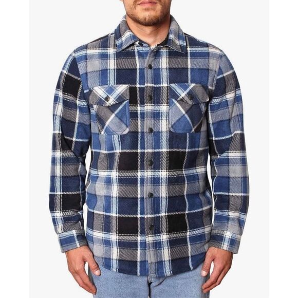 Freedom Foundry Men's Plaid Fleece Jackets Super Plush Sherpa Lined Shacket Size - Picture 1 of 10